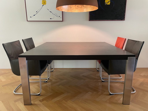 Bert Plantagie Bridge 160x160 dining table stainless steel choco Oak