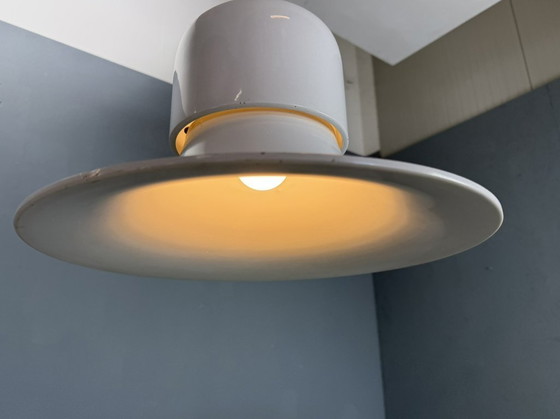 Image 1 of Weiße Hängelampe „Campana“ von Joe Colombo für Stilnovo, Italien, 1970er Jahre