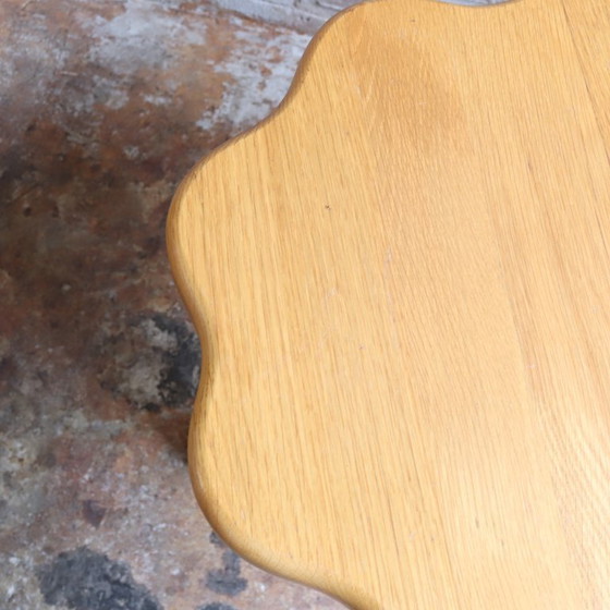 Image 1 of vintage coffee table oak flower-shaped side table 70s