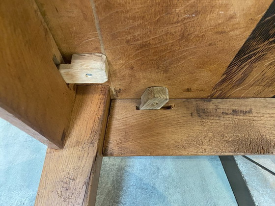 Image 1 of Round coffee table in solid oak, circa 1950