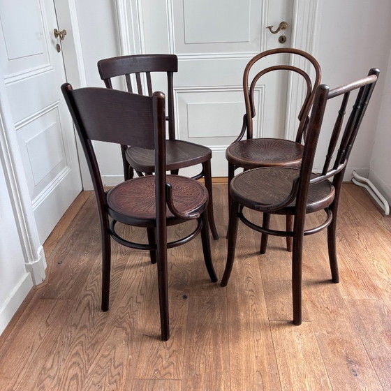 Set van 4 mix-match Thonet stijl stoelen – Eetkamerstoelen, Hout (photo 5 of 18)