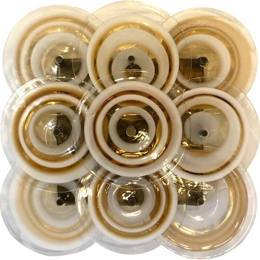 Vintage Murano glass and metal wall lamp by Gianmaria Potenza for La Murrina, Italy 1970s