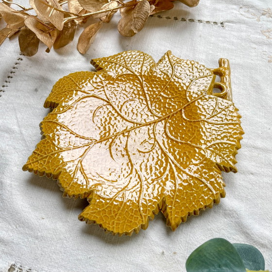 Vintage ochre earthenware dish AEGITNA Vallauris 1950s/60s – Crockery, Retro (photo 2 of 10)