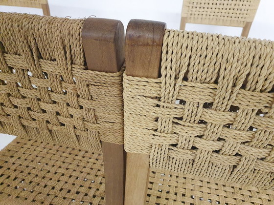 Image 1 of Vintage rotan en houten kruk, Frankrijk, jaren 60