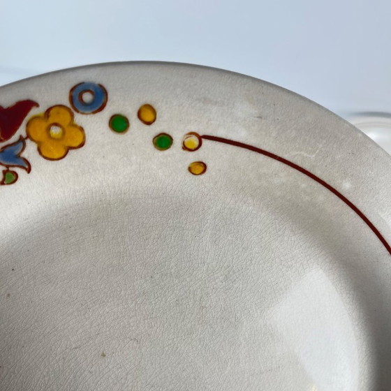 Image 1 of Set aus 5 Longwy-Desserttellern, frühes 20. Jahrhundert, florales Dekor