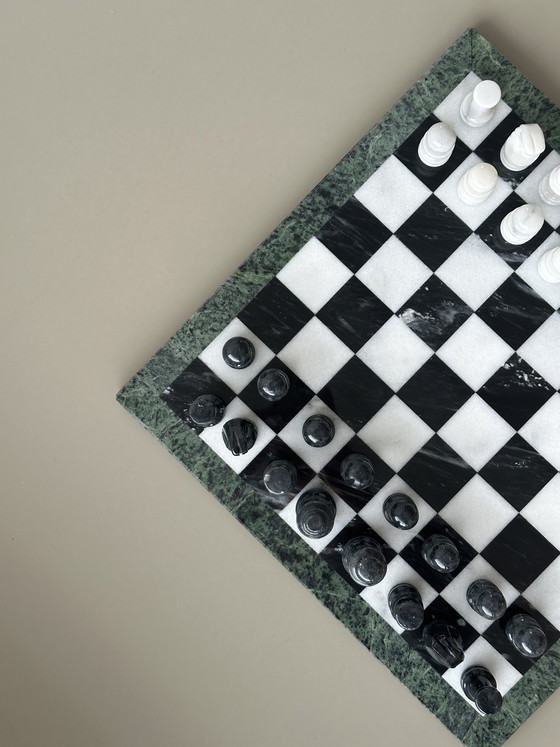 Image 1 of Marmeren schaakspel XL groot schaakset bord steen 