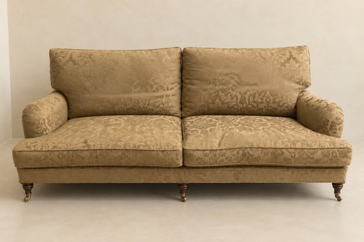 Klassisches 3-Sitzer Sofa aus Khaki-Beige Damast – zeitlose Eleganz