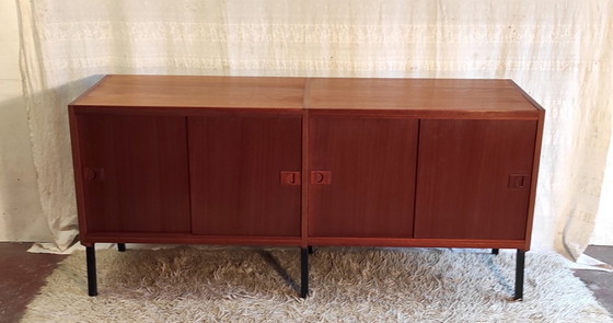 Image 1 of Aparador modernista de teca de René-Jean Caillette para Charron - Años 50/60