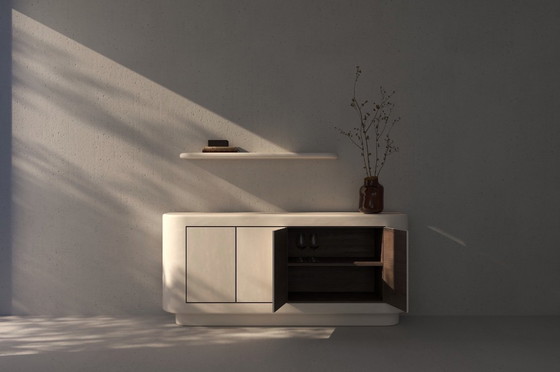 Image 1 of Contemporary Plaster Sideboard with Walnut interior
