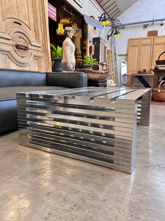Coffee table Model Zazenne by Timothy Oulton – rvs, polished steel (photo 4 of 7)