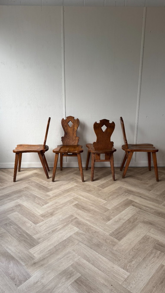 Image 1 of Comfortable brutalistische eiken stoelen