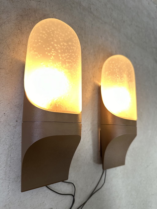 2x Lampada da parete vintage in vetro smerigliato - Hans Popp