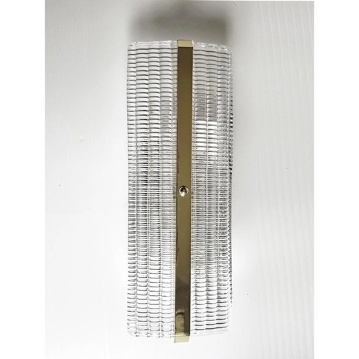 Moderne rechteckige Wandleuchten aus Muranoglas mit Diamantschliff und Chromoberfläche – Paar