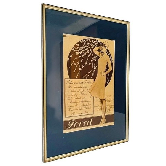 Image 1 of Vintage Art Deco framed Persil advertising advertisement white lady blue passe-partout 1920s