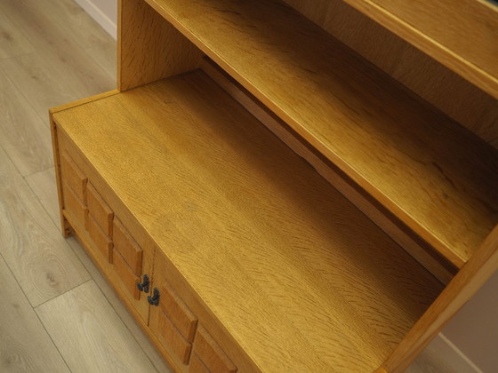Danish Oak Bookcase by Henning Kjærnulf with Glass Doors and Geometric Panels, 1960s – Wood (photo 18 of 21)