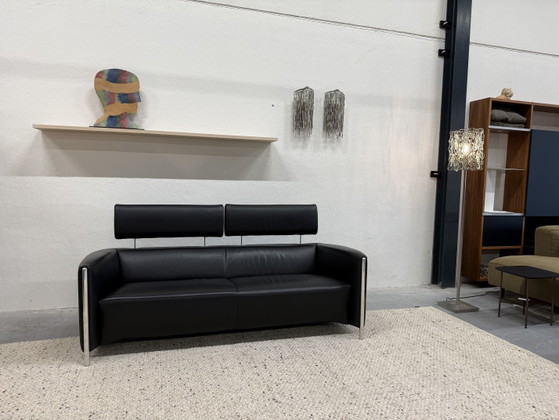 Canapé 3 places Leolux Goncharov en cuir noir – Canapés 3 places, Leather (photo 8 of 12)