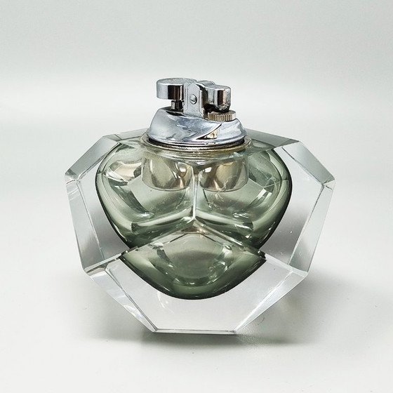 Image 1 of Briquet de table exceptionnel des années 1960 en verre Sommerso de Murano, signé Flavio Poli pour Seguso