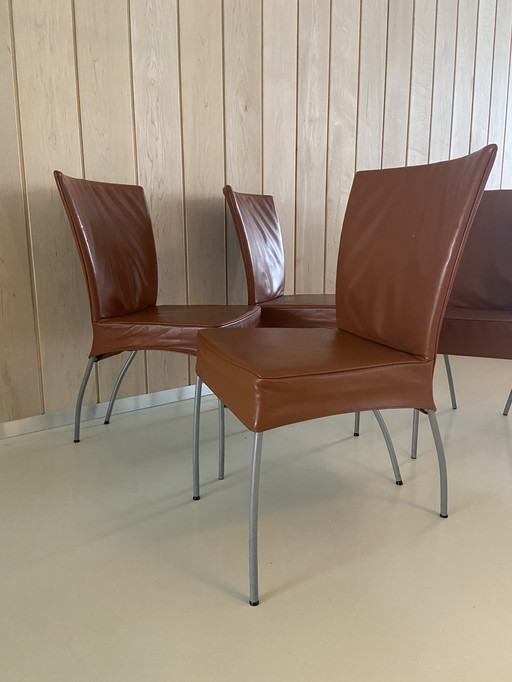 4x Montis Spica Dining Chair Red Brown