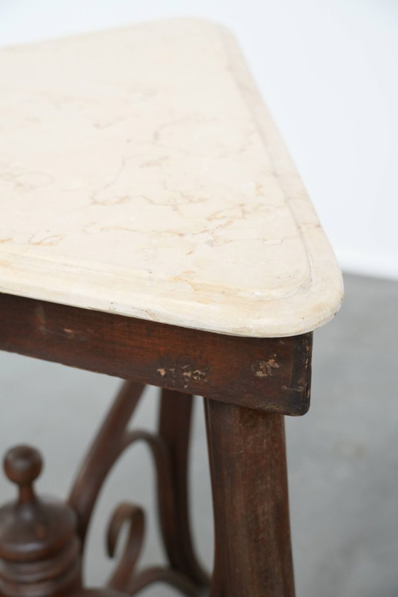 Image 1 of Antique Thonet design side table/side table from the early 20th century with a natural stone top