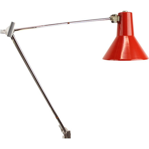 Lampada da tavolo regolabile vintage "Vas Femipari" in metallo e cromo, Polonia 1960