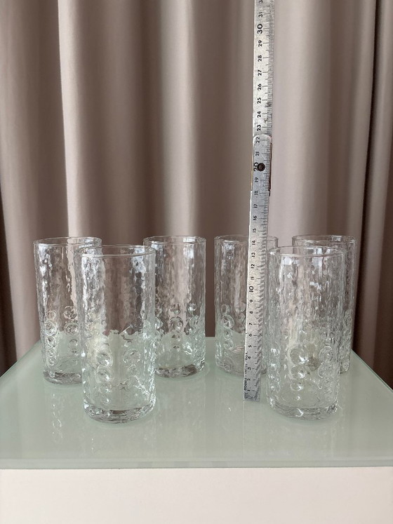 Set of 6 textured glass tumblers, Glass & Decanter, Transparent, Vintage (photo 2 of 8)