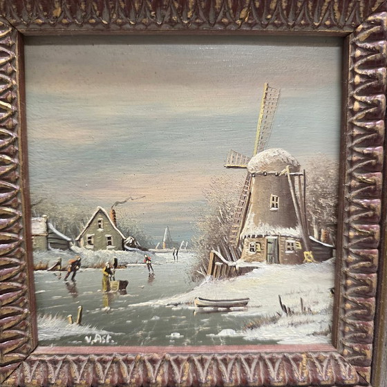 Image 1 of Two small paintings on panel signed v. Ast., 20th century