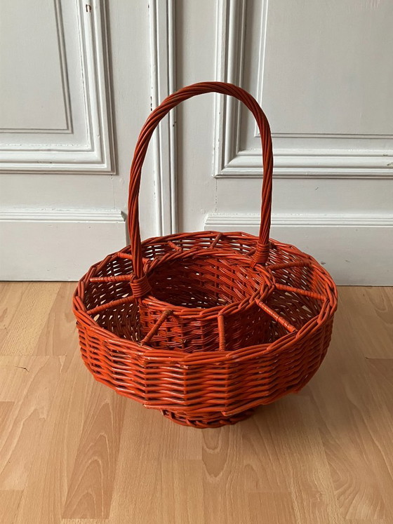 Vintage Orange Wicker Bar Basket Bottle and Glass Holder, Wine racks (photo 2 of 9)
