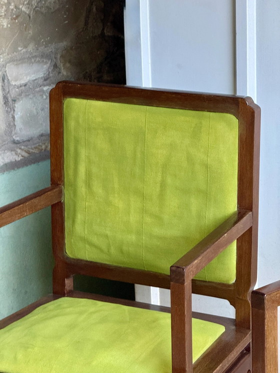 Coppia di poltrone in legno esotico e tessuto verde lime (foto 13 di 14)