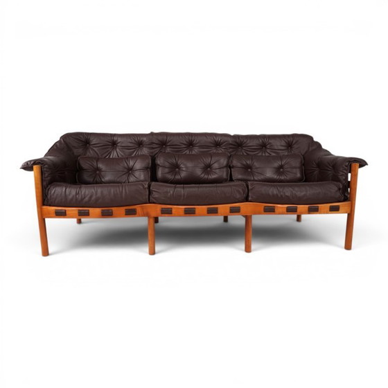 Woonkamerset Coja van Sven Ellekaer – 3-zitsbank en 2 fauteuils in bruin leer, 1960 – Wood, Leather (photo 20 of 20)