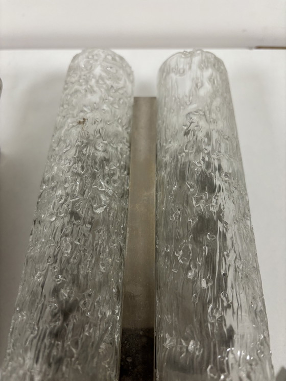 Image 1 of Juego de dos lámparas de pared con cristal de metal cromado, Doria Leuchten. Holanda, jaren 70