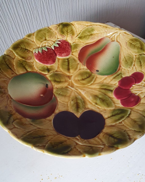 Sarreguemines Fruitschaal Majolica Op Voet Ca 1900 – Tafelaccessoires, Ceramic (photo 3 of 13)