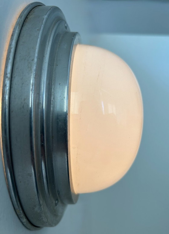 Image 1 of Lampada da parete vintage art déco, cromo e opalina, Francia 1930