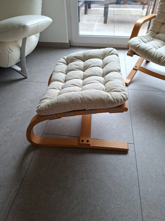 Poltrona lounge scandinava vintage + poggiapiedi anni 60/70 – Divani 2 posti, Textile, Wood (photo 14 of 22)