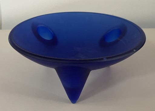 Memphis Style Blue Satin Glass Candlestick