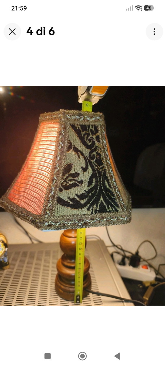 Ethnic Lamp With Handcrafted Lampshade Made of Fine Fabrics – Table lamps, Textile, Velvet (photo 4 of 6)