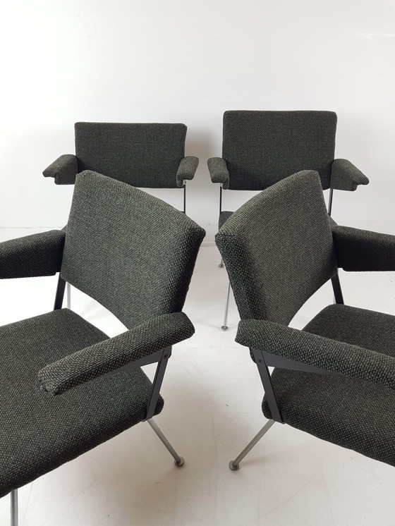 Image 1 of Vintage armchairs Gispen reupholstered plough fabric wool