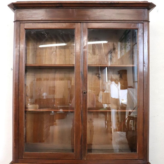 Credenza con vetrina in legno con ante in vetro, Italia Metà XIX secolo, Credenze con vetrina, Marrone (foto 8 di 15)