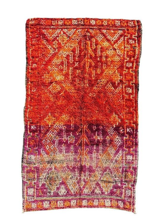 Image 1 of Zeldzaam vintage Marokkaans Boujad-tapijt 170x350 cm – Handgemaakt Berber wollen tapijt
