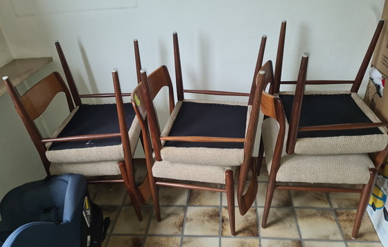Mid-Century Vintage Dining Chairs – Textile, Wood (photo 3 of 4)