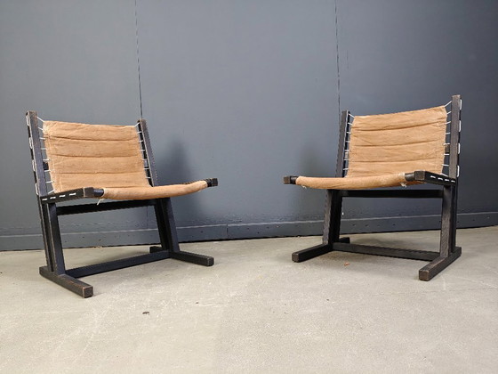 Image 1 of Chaises longues en toile et corde de Casala, Allemagne de l'Ouest, années 1970, lot de 2