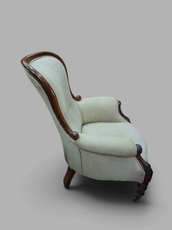 Poltrona classica inglese, sedia da fumatore, sedia da camera da letto – Poltrone, Textile, Wood (photo 3 of 5)