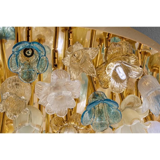 Image 1 of Plafoniera decorativa in vetro di Murano dorato con motivo floreale