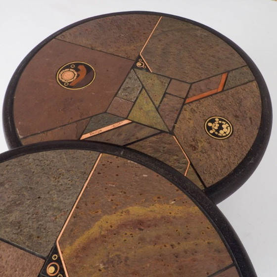 Image 1 of Zeldzame tweedelige modulaire brutalistische salontafel van Paul Kingma
