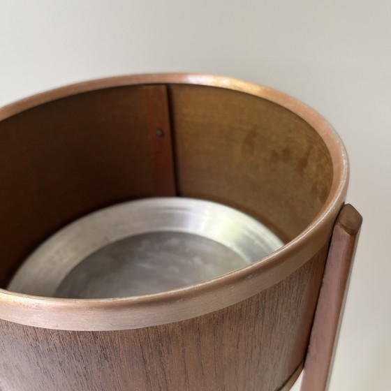 Image 1 of Porte-plante scandinave vintage en teck et cuivre, Suède, années 60