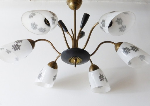 Lampadario a soffitto a 9 luci, stile rockabilly anni '50, era atomica.