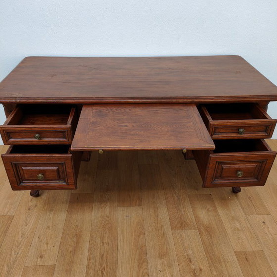 Bureau de banquier ancien en chêne, bureau en bois, bureau – Bureaux, Wood (photo 4 of 17)