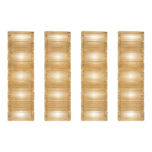 Elegant Italian Diamanté Murano Glass and Brass Flush Mount Wall Sconce Collection — Set of 4