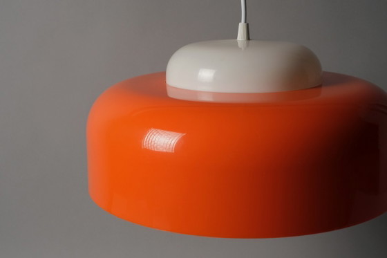 Fagerhults Belysning Suspension, Acrylique Orange et Blanc, Design Space Age des années 1960, Suède. (photo 7 of 11)