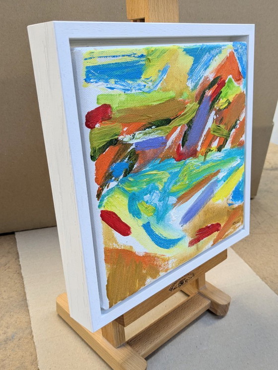 Image 1 of SIDMOUTH SEASCAPE ACRYLIC PAINTING CANVAS LADRAM BAY ORIGINAL FRAMED NIGEL WATERS