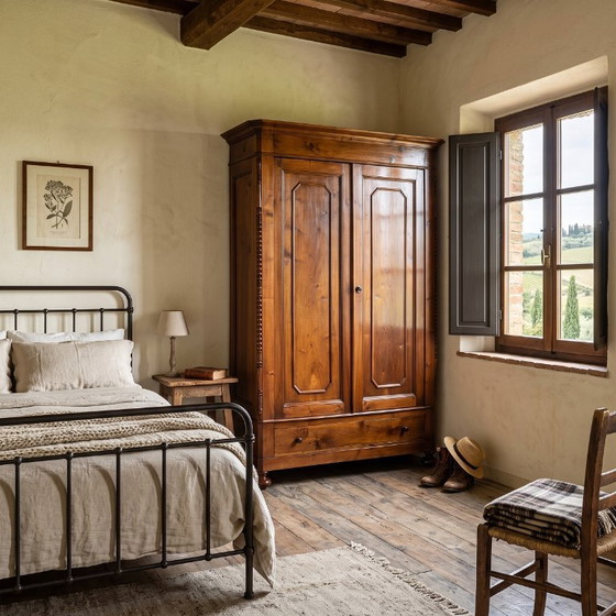 Antique Wardrobe in Solid Walnut, Restored, Italy Mid 19th Century – Wood (photo 3 of 21)